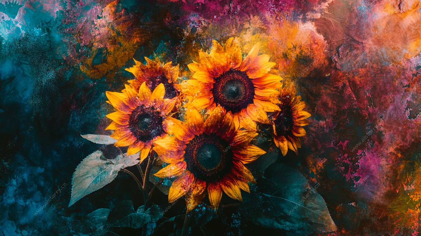 梦幻向日葵水彩画