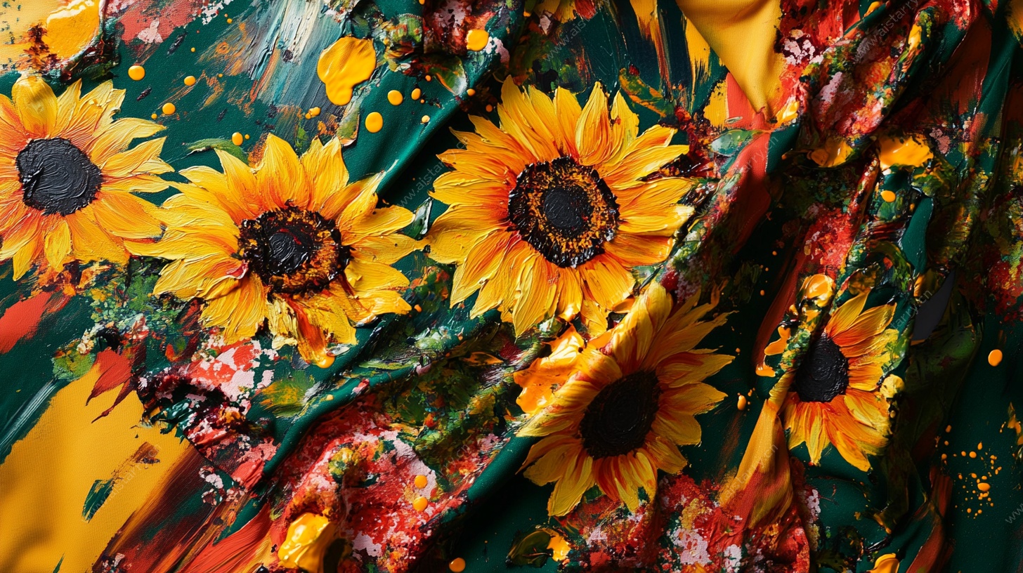 向日葵印花布料特写