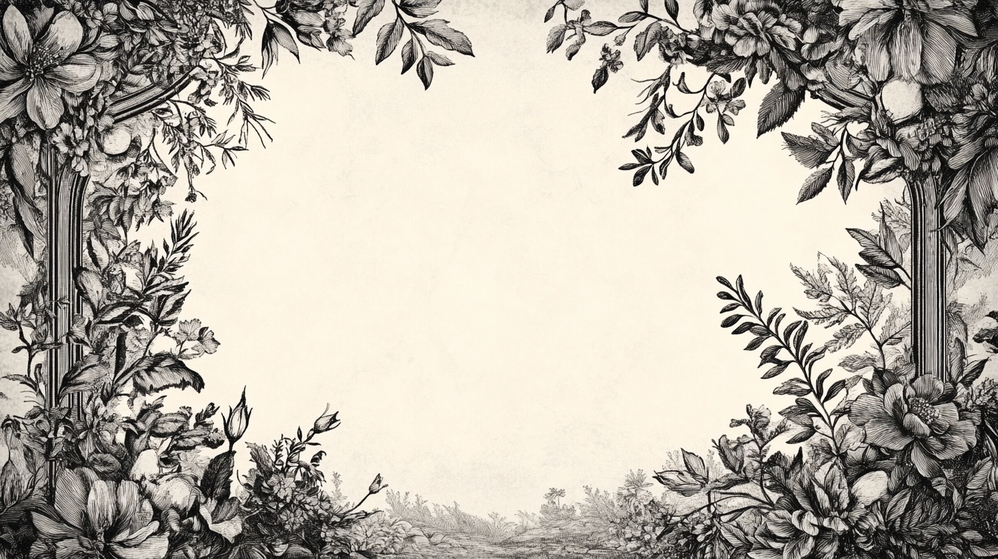 复古植物边框插画