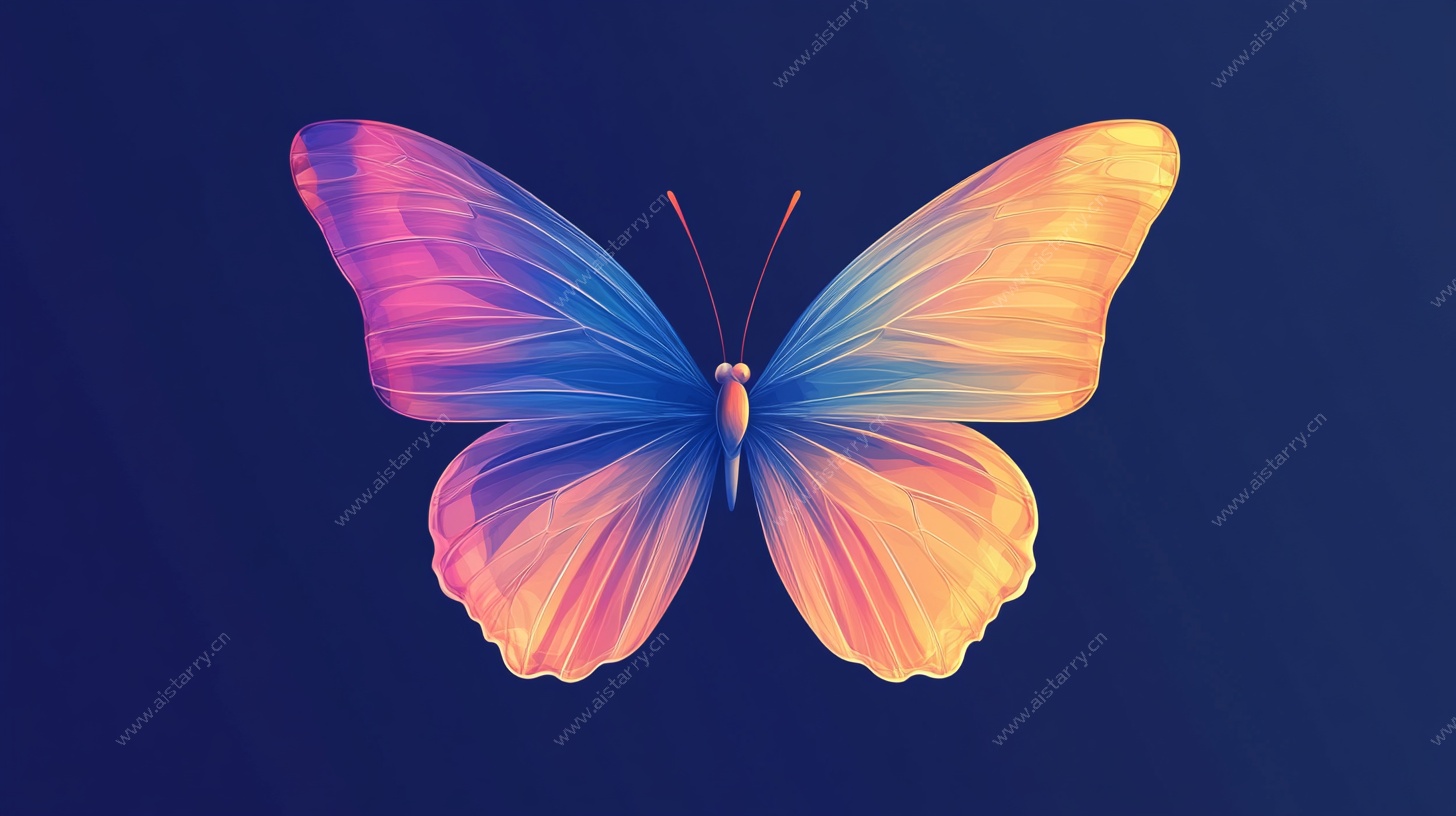 梦幻渐变蝴蝶插画