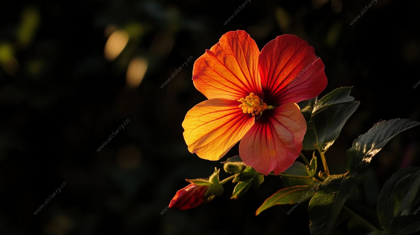 夕阳下的艳丽花朵