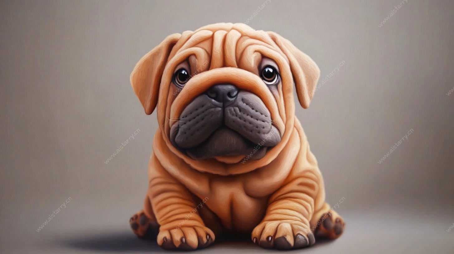 可爱沙皮犬黏土风形象