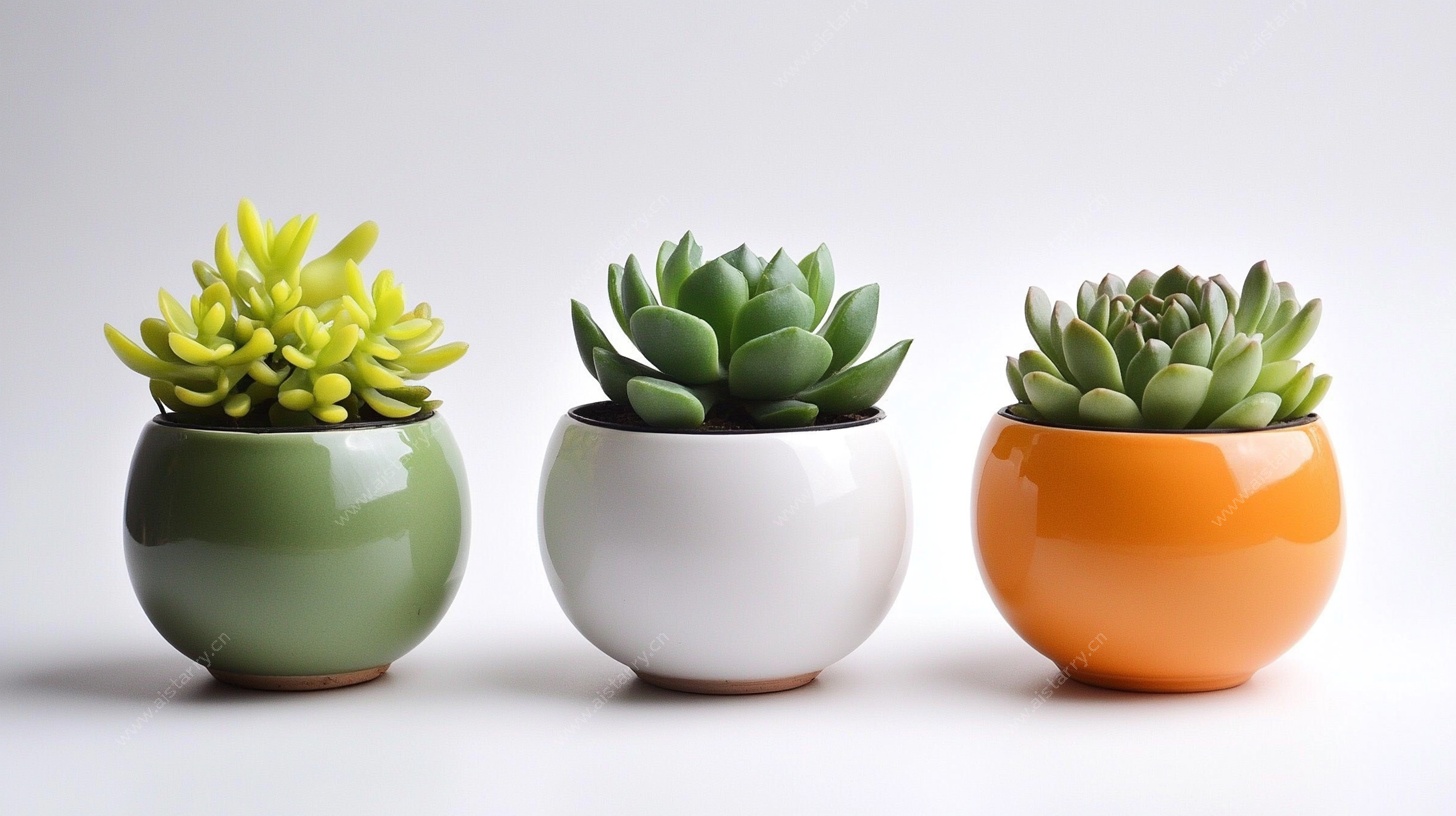 三盆多彩多肉植物小景