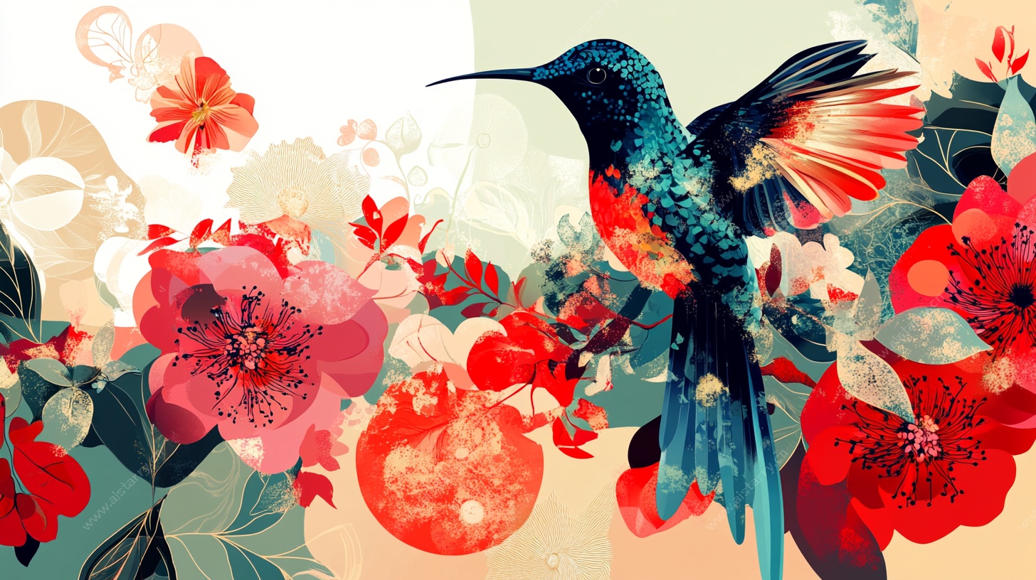 蜂鸟穿梭繁花间