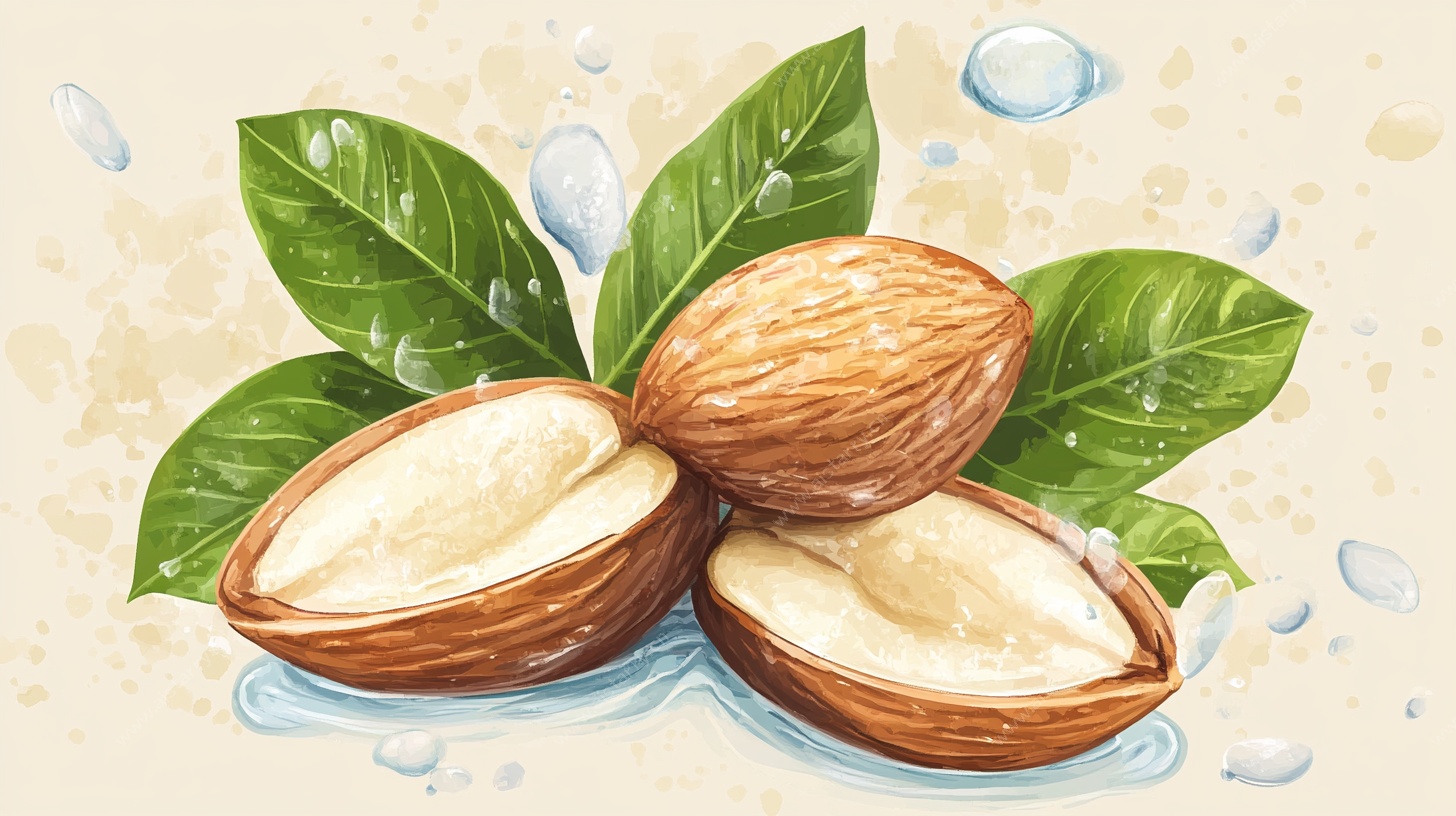 水彩风杏仁插画