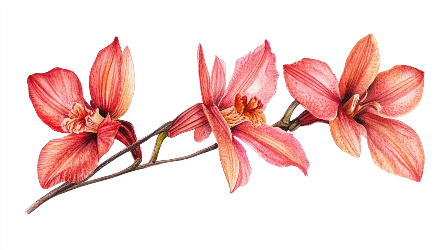 手绘粉色兰花花卉图