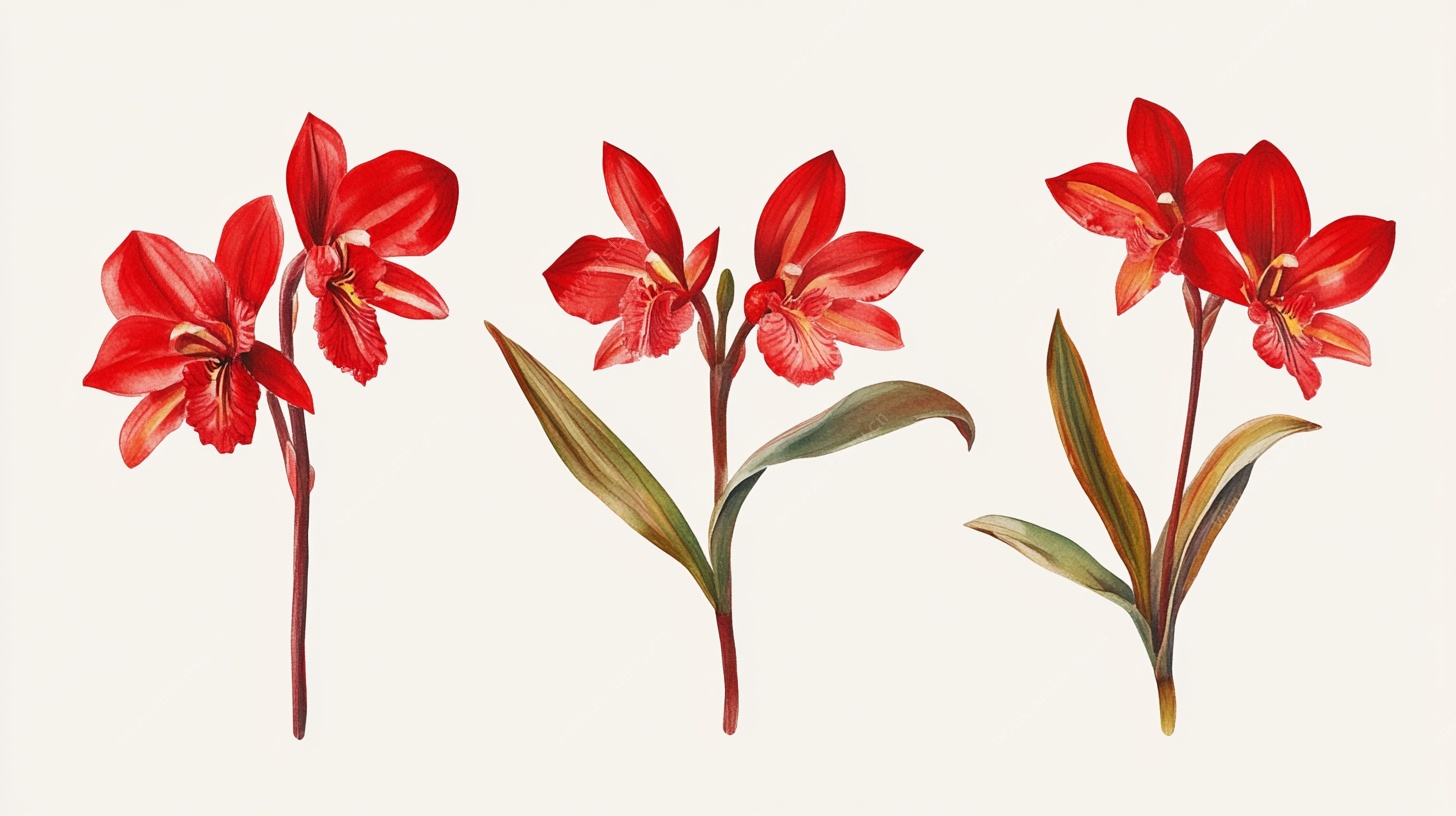 三枝朱顶红插画