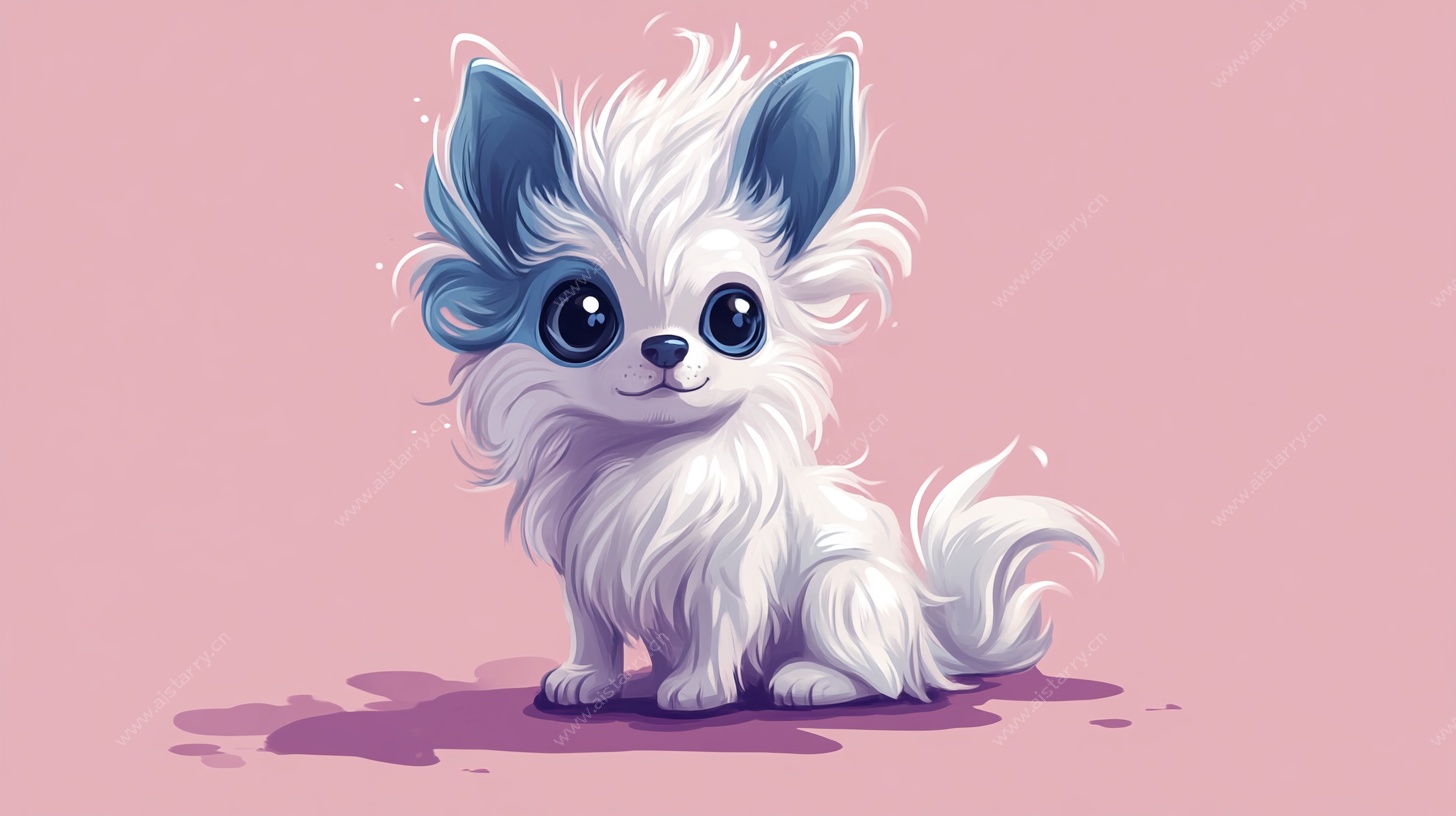 可爱白毛小狗插画