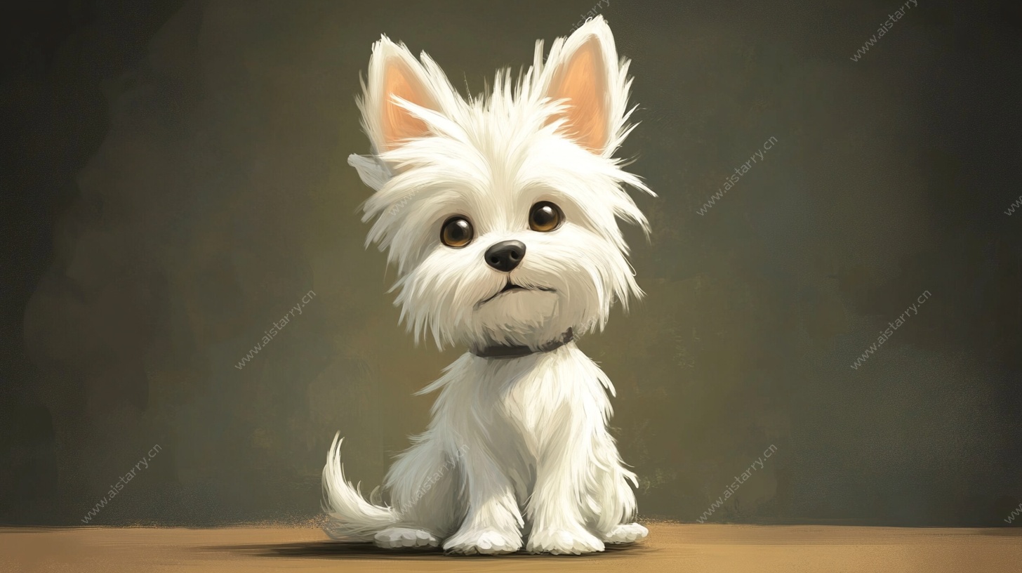 可爱白毛小狗插画