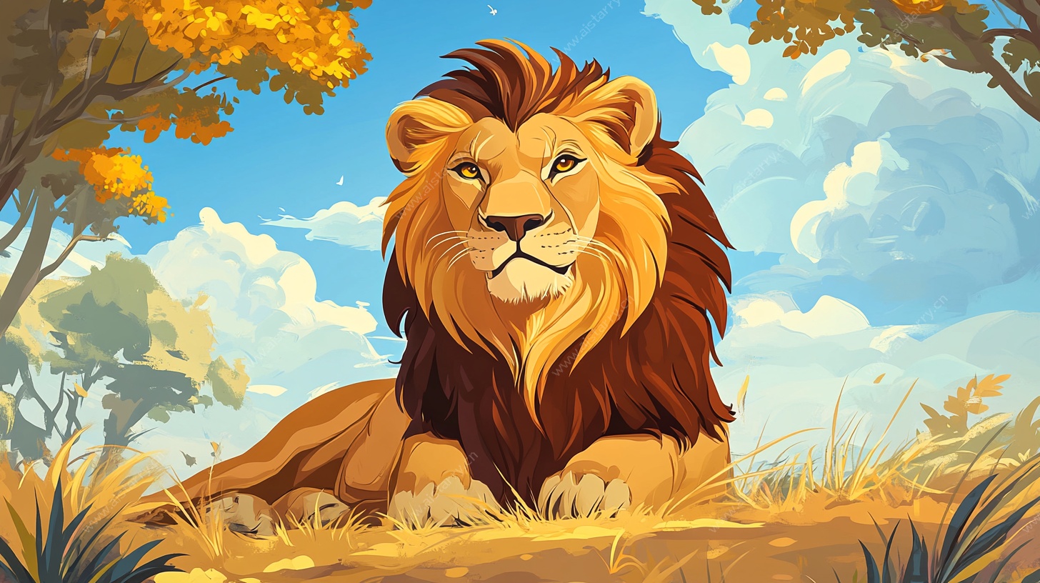 草原雄狮 秋日静谧景象