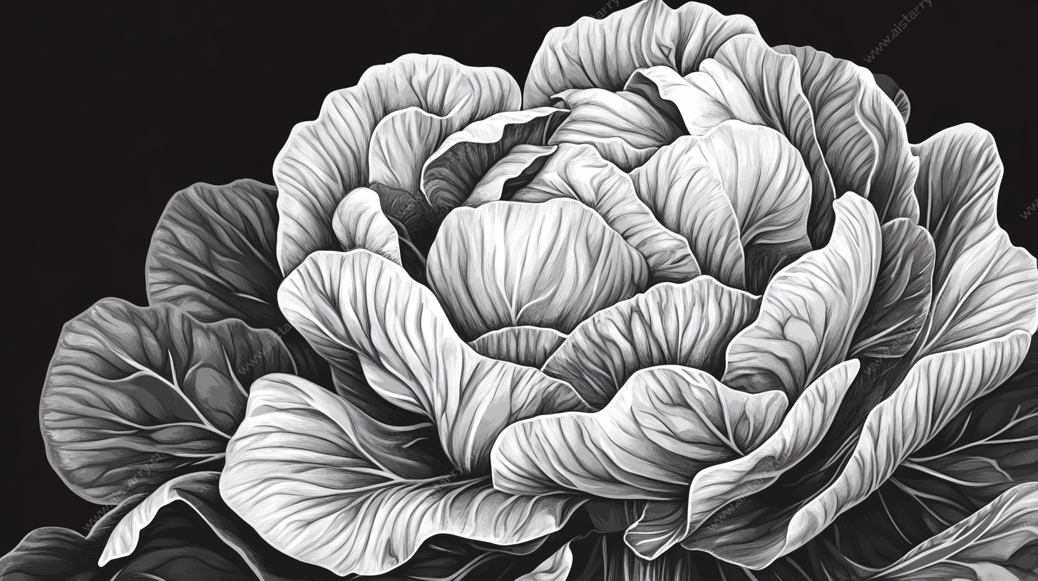 黑白卷心菜插画