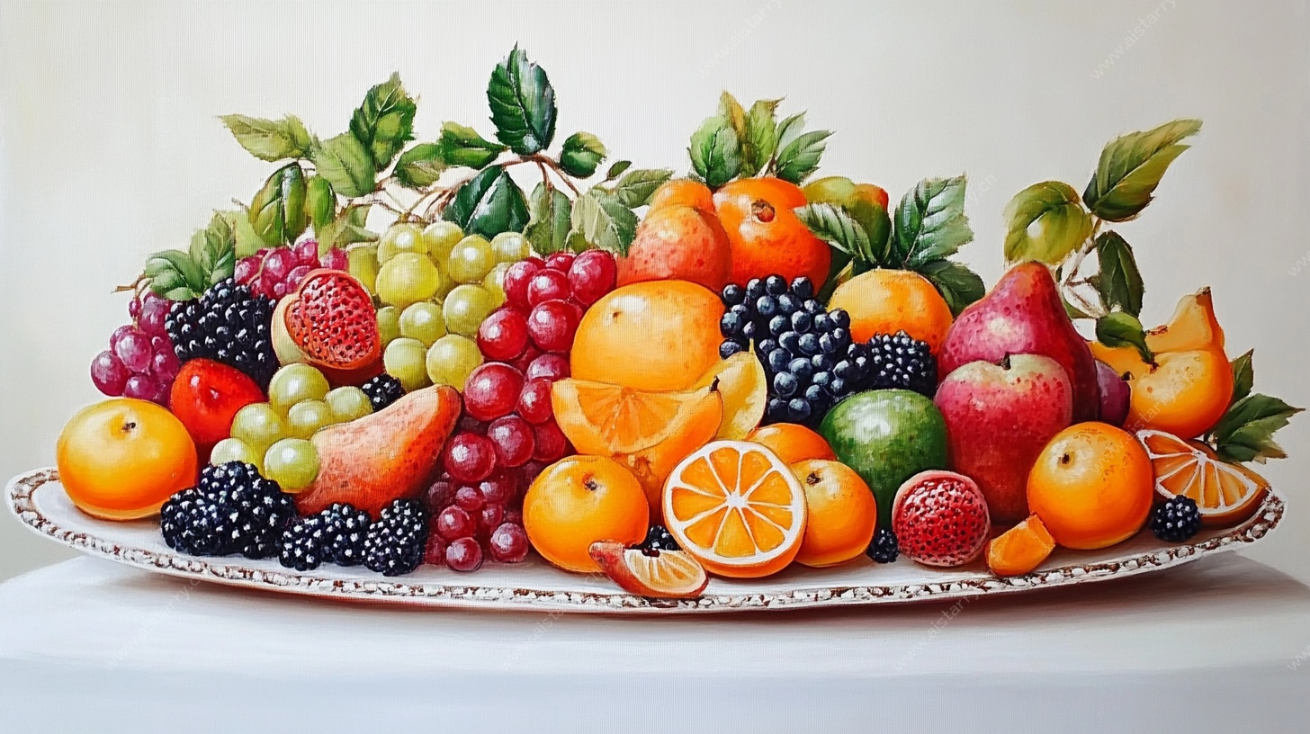 丰盛水果拼盘插画