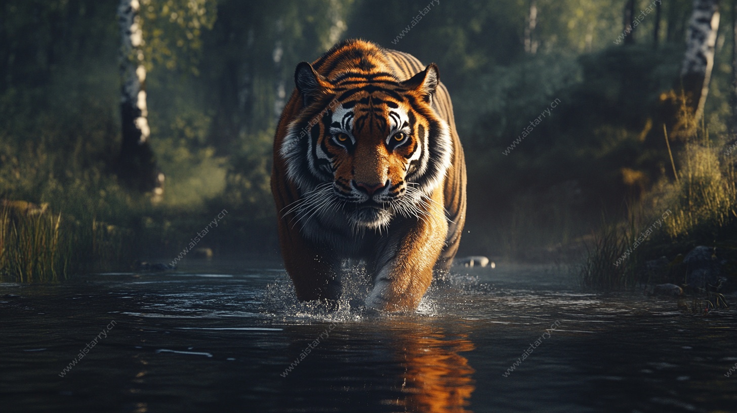 水中猛虎的霸气瞬间