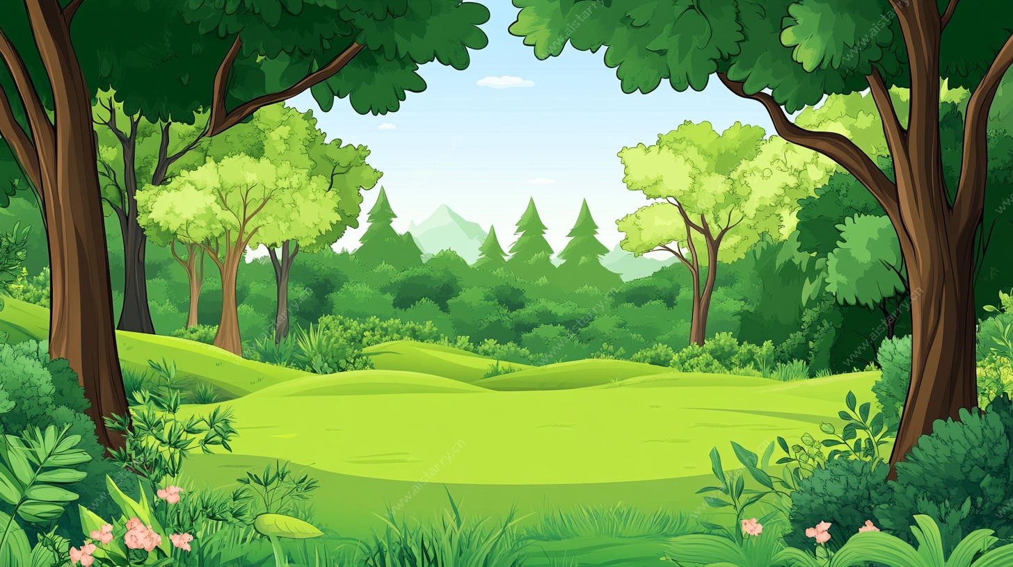 清新森林卡通风景图