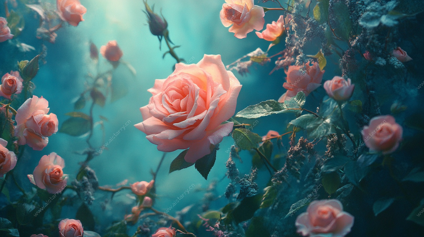 梦幻粉玫瑰光影艺术图