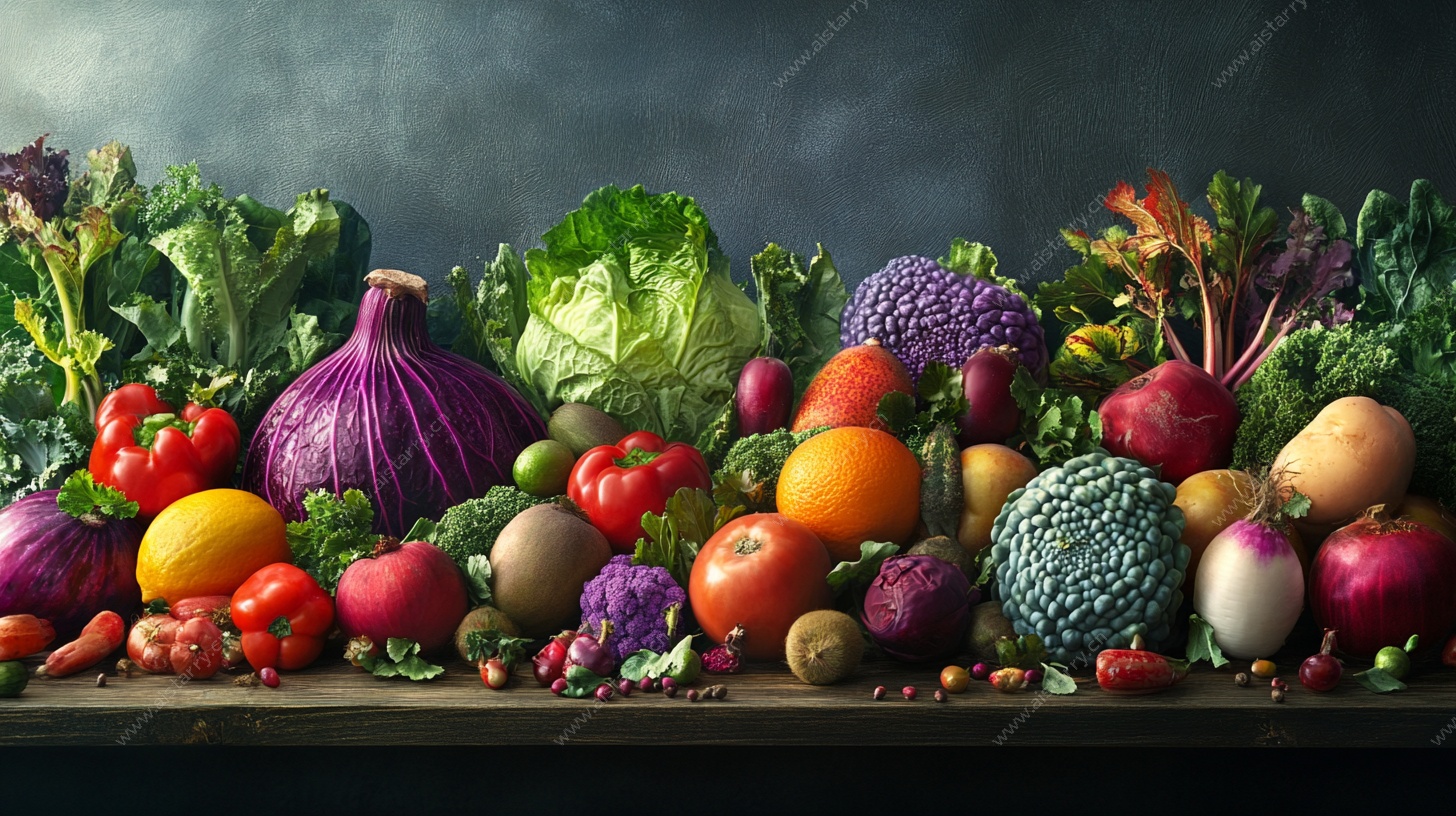 多彩蔬菜静物陈列