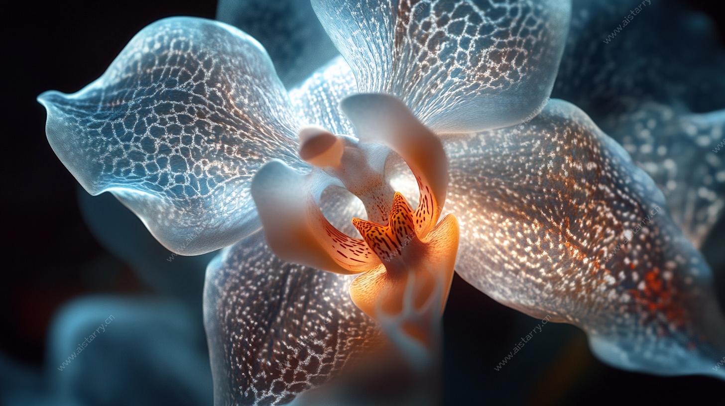 梦幻透明兰花微距特写