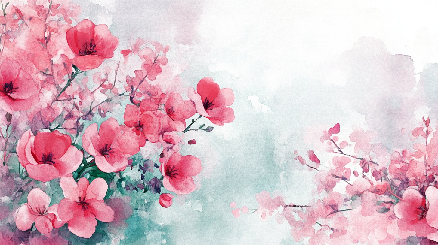 梦幻水彩粉色花卉背景图