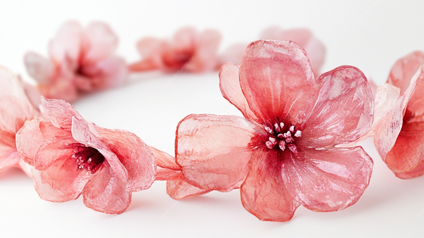 粉色透明花朵花环装饰