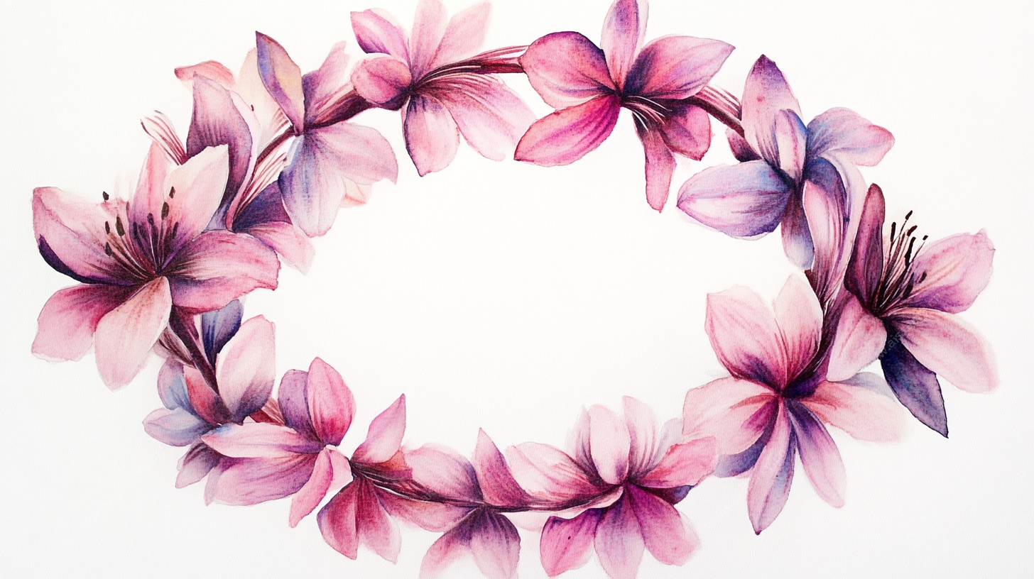 手绘粉色花卉环形装饰图