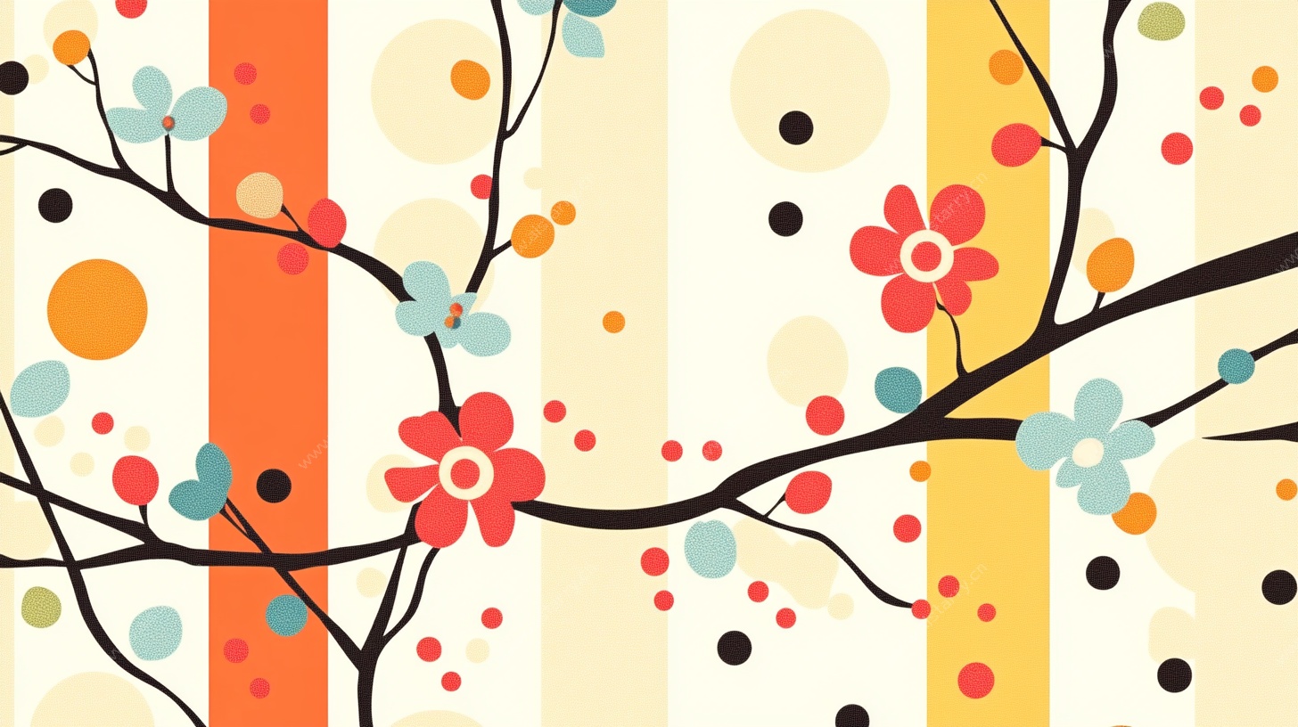 花朵枝条条纹背景图案