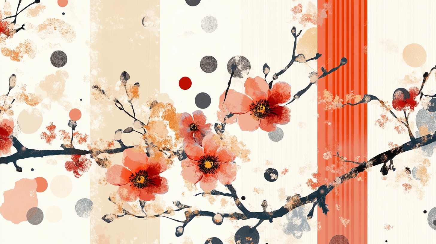 中式花卉抽象装饰画