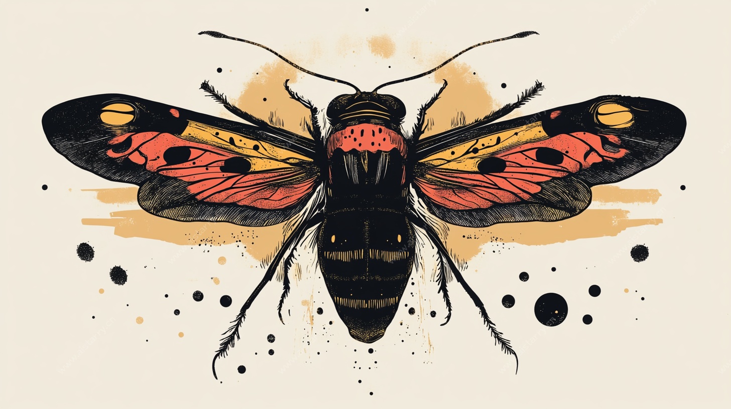 手绘彩色蜜蜂插画