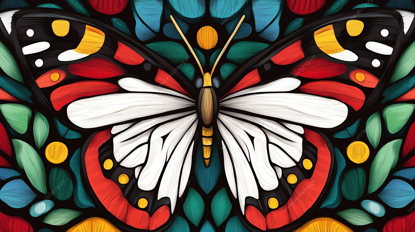 彩色蝶影 艺术风蝴蝶插画