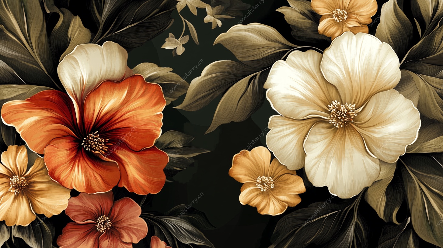 复古花卉图案背景图