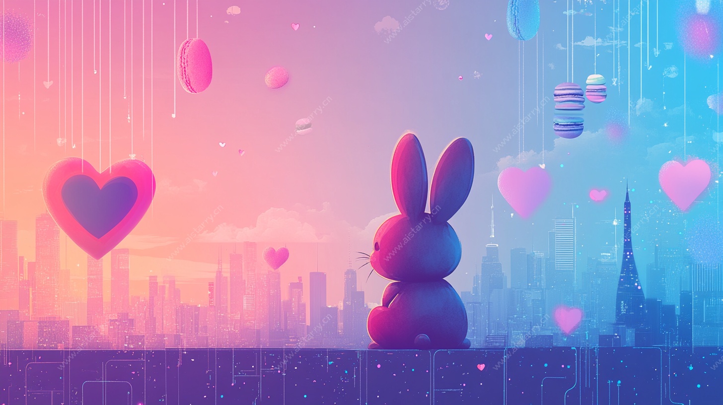 梦幻小兔望城市浪漫景