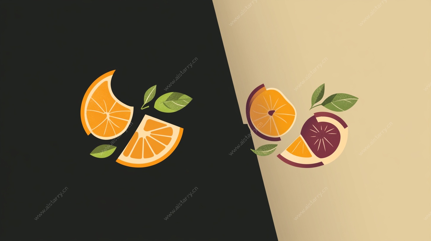 橙与西柚的简约插画