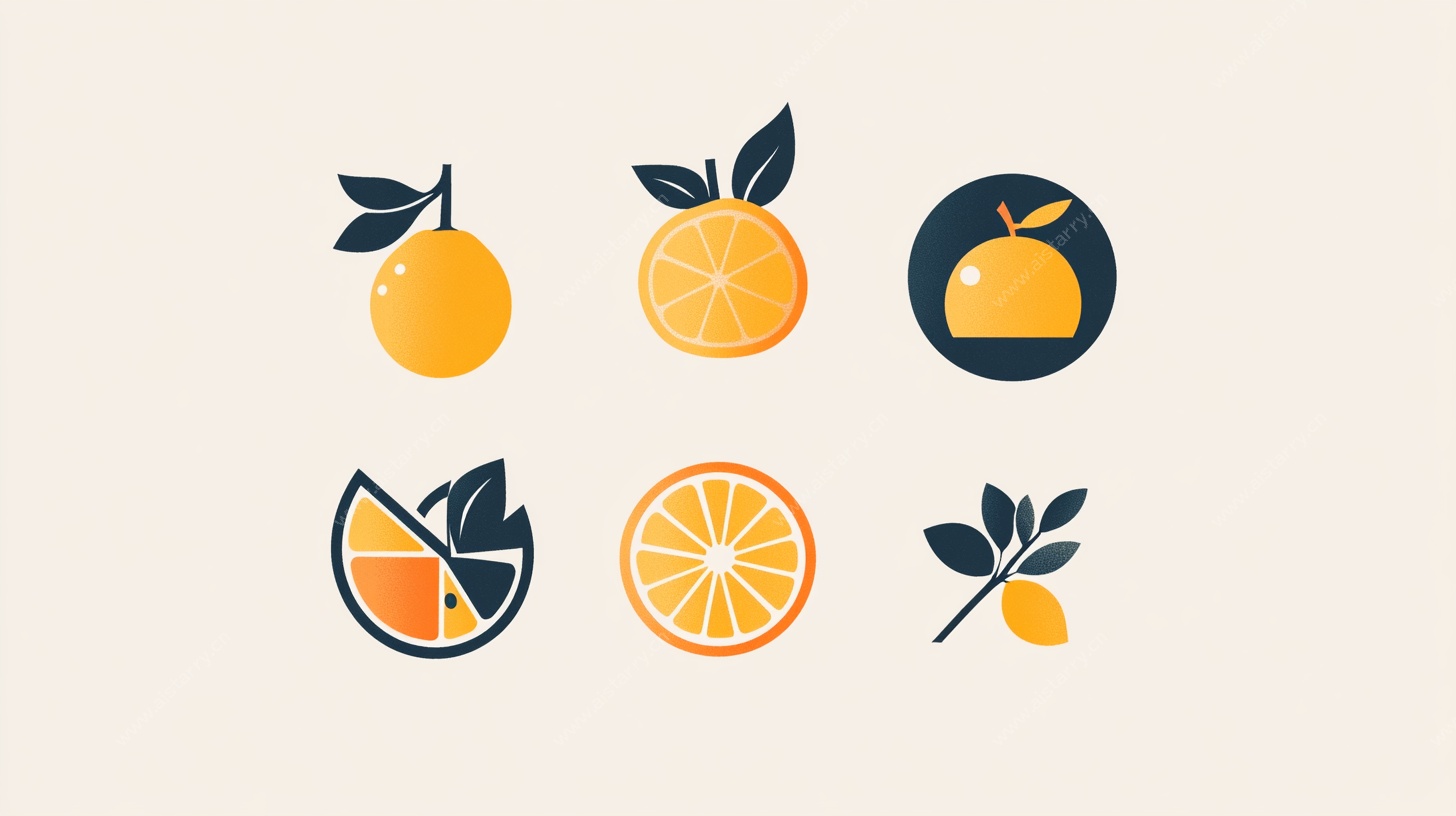橙色水果图标集合