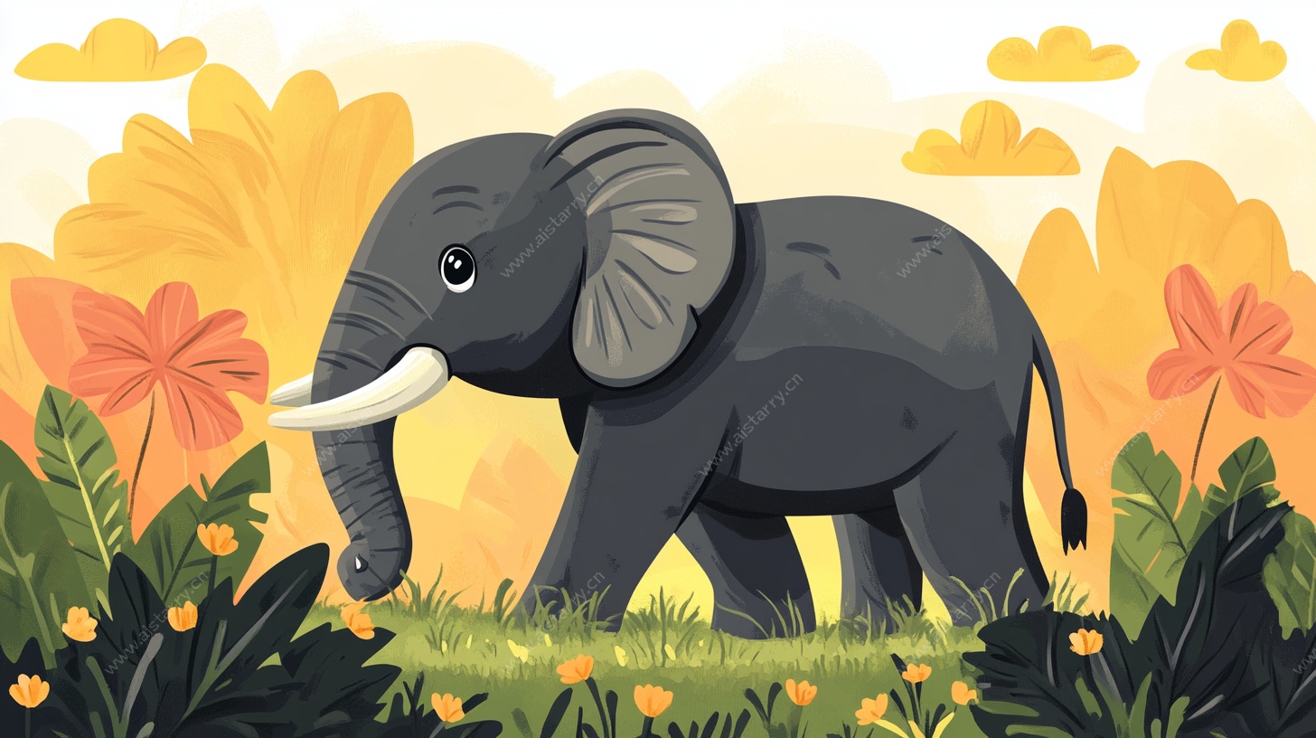 漫步丛林的可爱大象