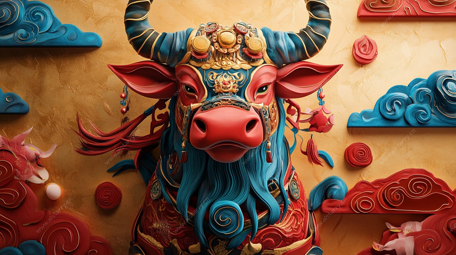 中式牛雕塑 传统艺术风