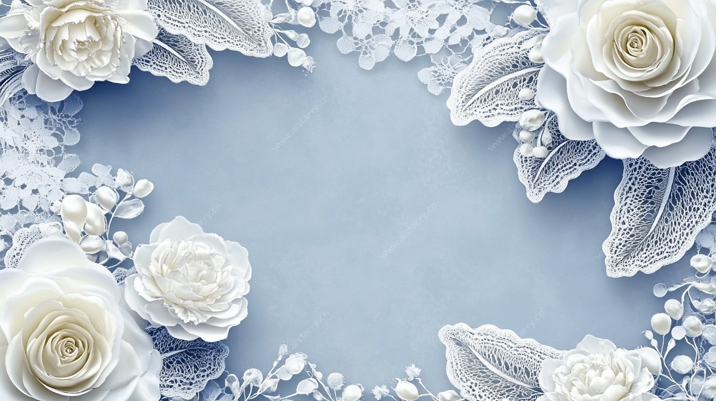 蓝底白花蕾丝装饰图