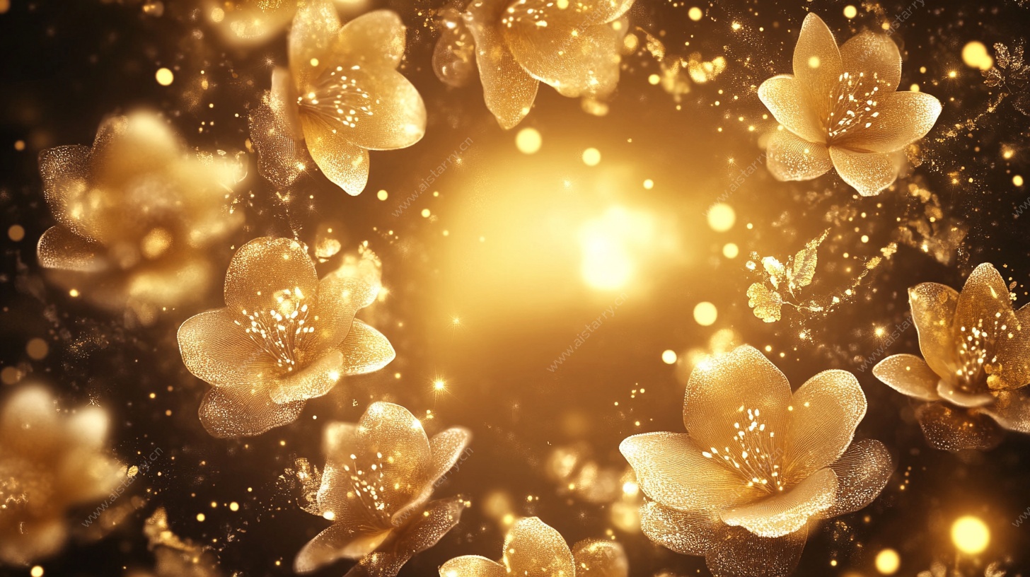 金色繁花闪耀梦幻图景