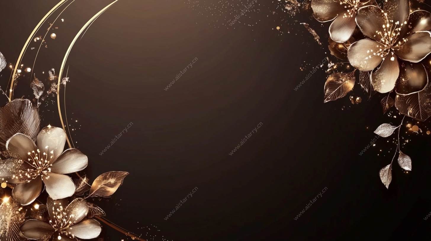 黑金花卉边框背景图