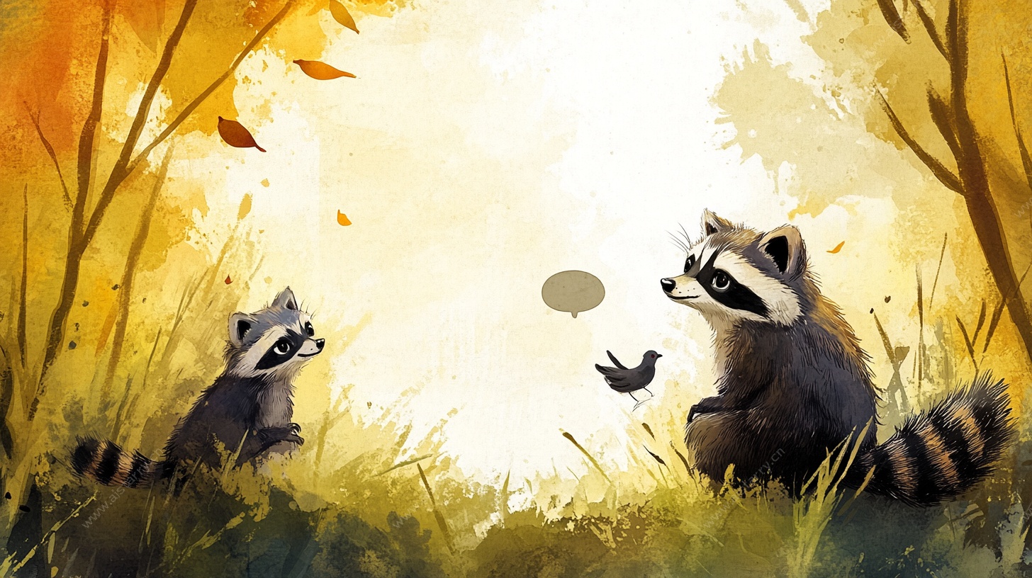 秋日浣熊的温馨对话