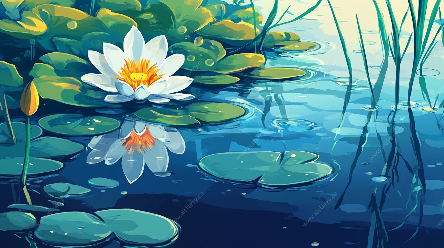 水中白睡莲的静谧之美