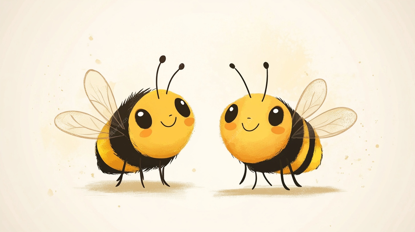 可爱双蜜蜂插画