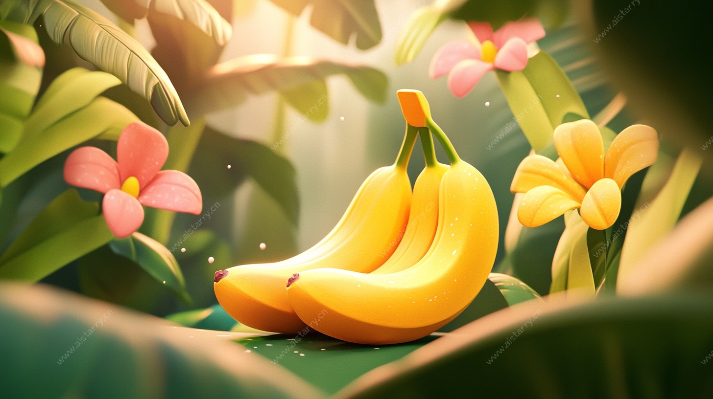 丛林中的鲜黄香蕉