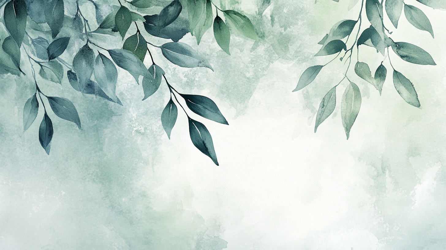 清新绿叶水彩背景图