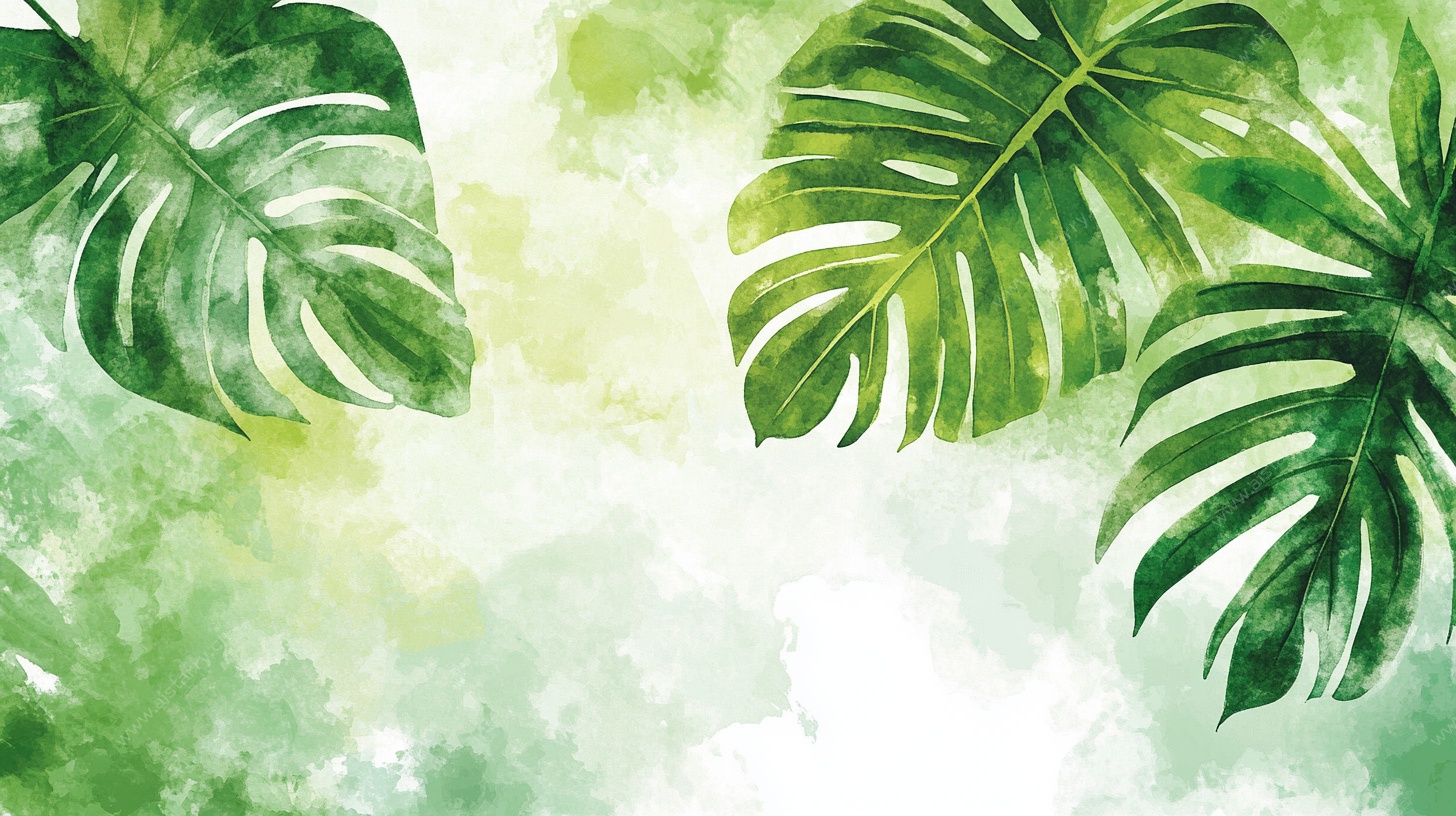 清新水彩风热带植物背景