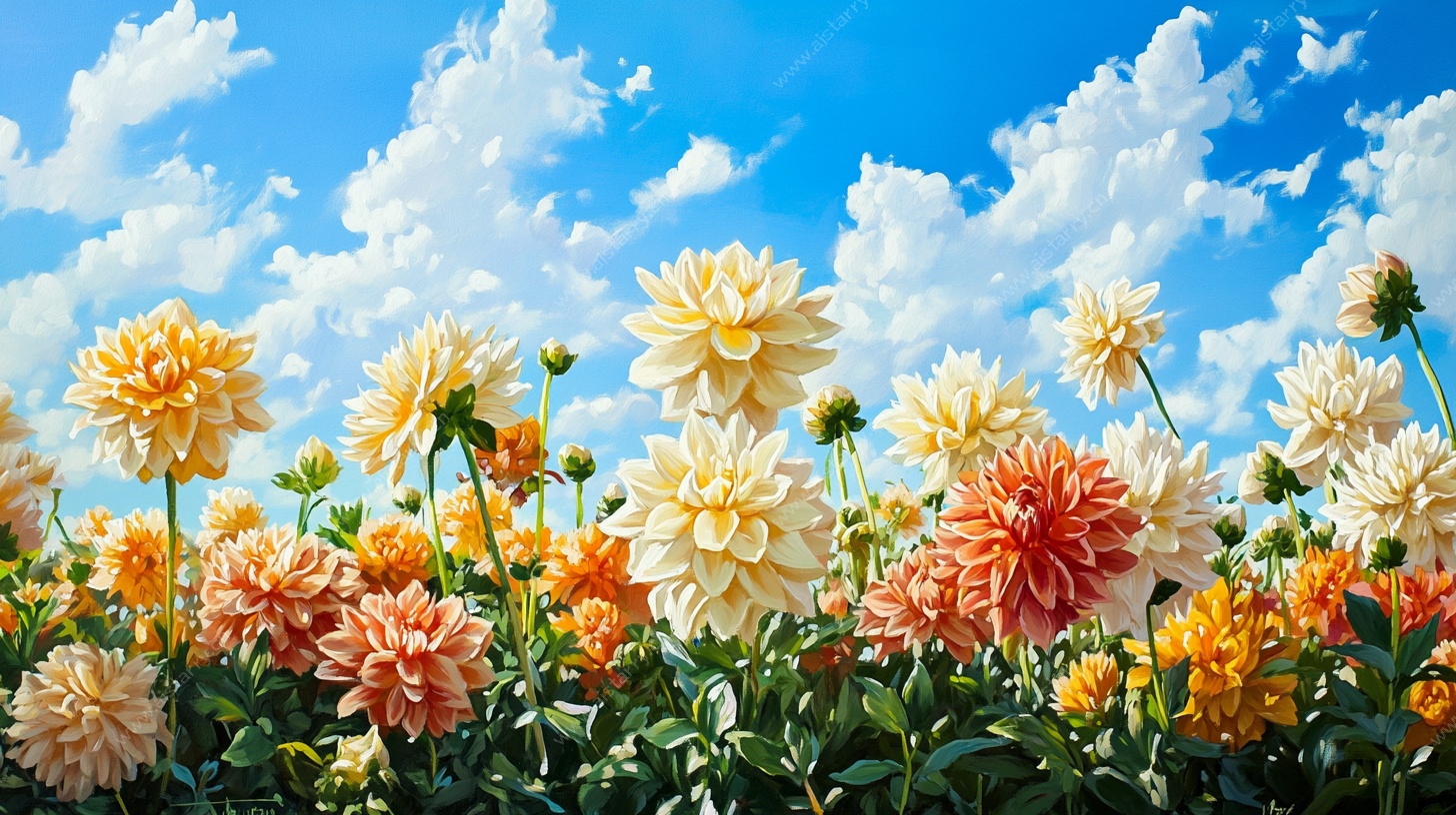 大丽花盛放的梦幻花田