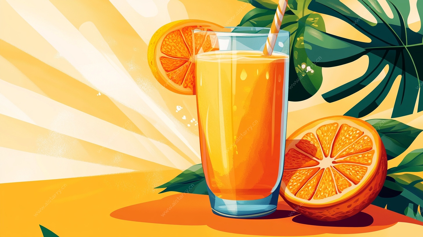 一杯鲜橙汁的夏日诱惑