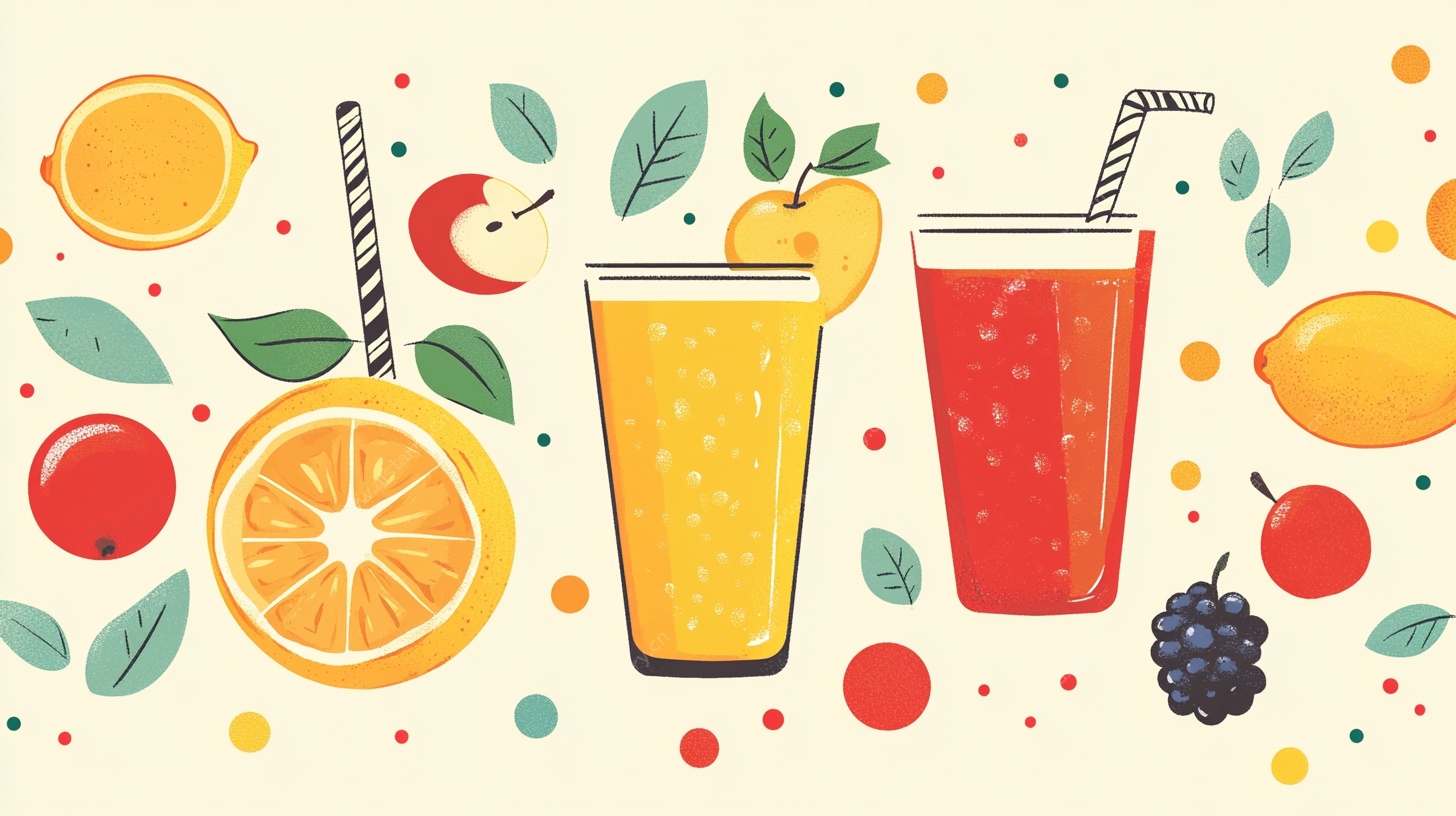 缤纷果汁插画