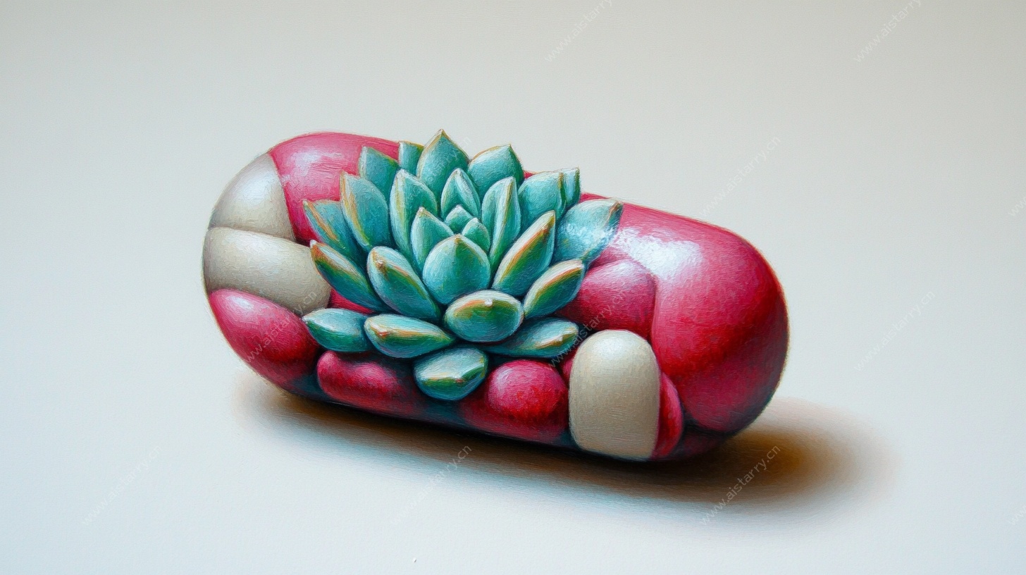 胶囊造型上的多肉艺术