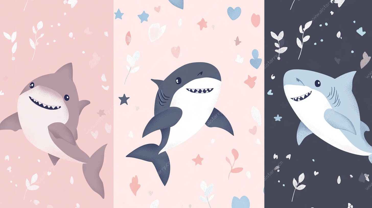 可爱鲨鱼卡通图案设计