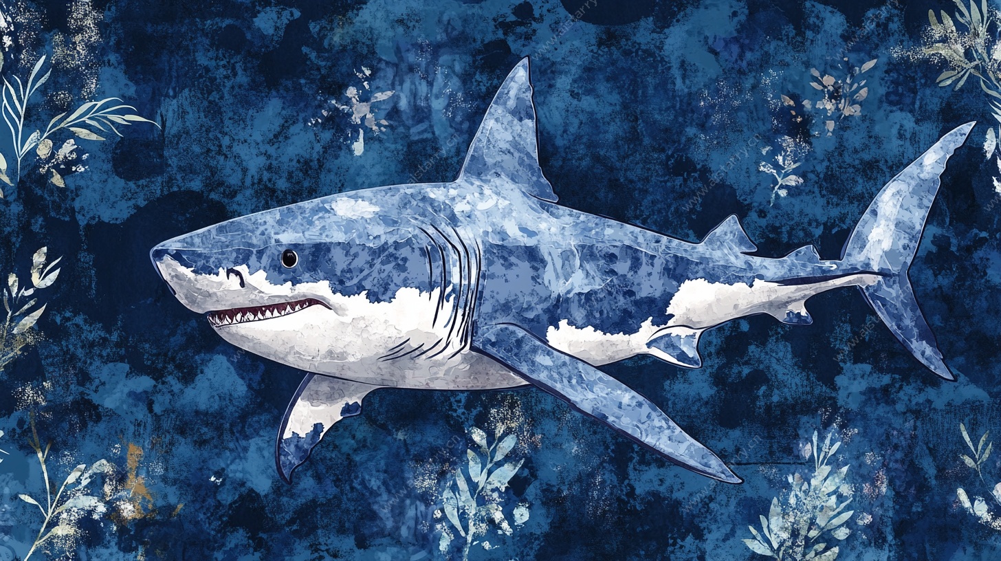 深海鲨鱼插画
