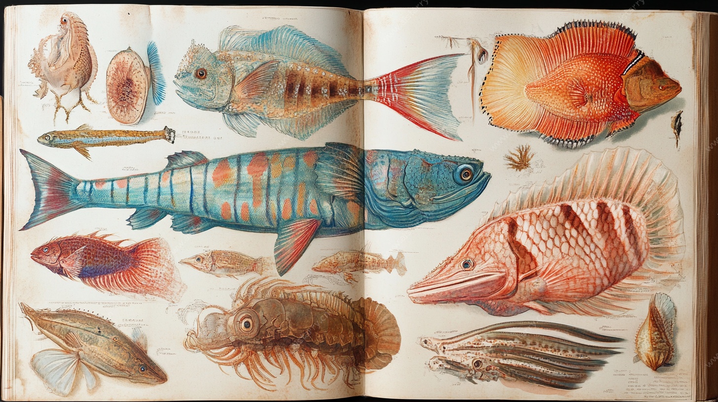 复古风手绘海洋鱼类图鉴